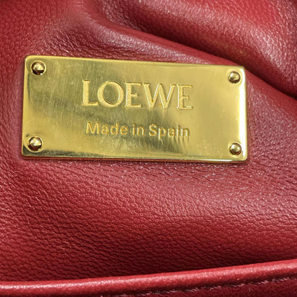Loewe Small Featherlight Puzzle Dark Red Soft Nappa Leather Top Handle Crossbody Bag