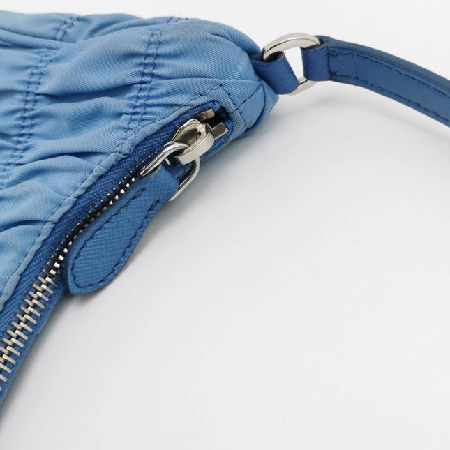 Sold Prada Tessuto Nylon Gaufre Hobo Shoulder Bag Blue