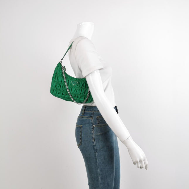 Sold Prada Tessuto Nylon Gaufre Hobo Shoulder Bag Mint Green