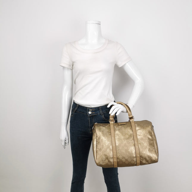 Sold Gucci Joy Boston Bag Gold Top Handle Bag Gucci Monogram PU
