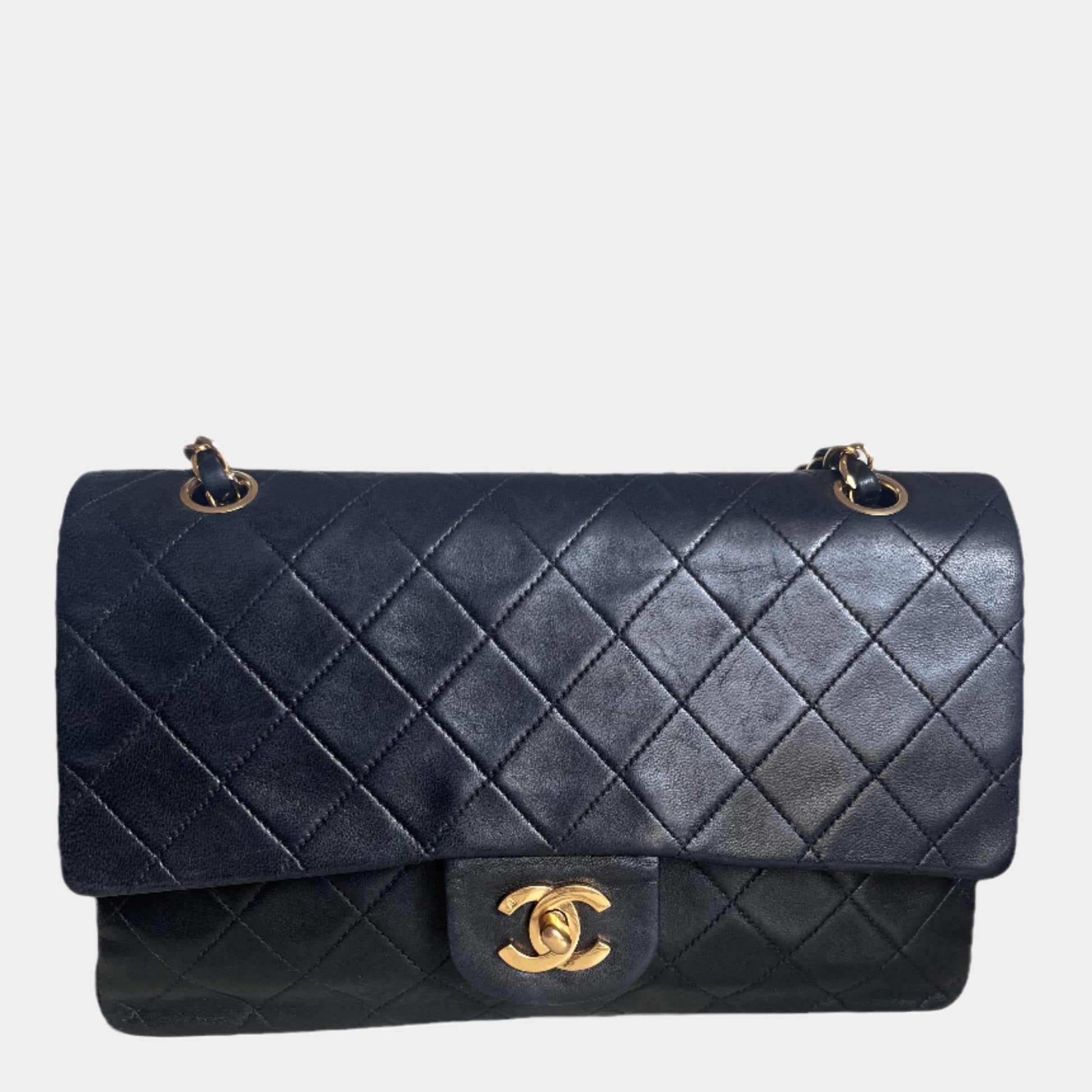 Chanel Classic Flap Vintage Black Lambskin Leather with 24k Gold Hardw –  Luxbags