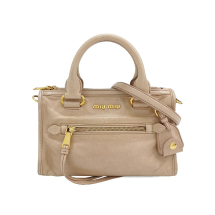 Miu Miu Vitello Small Beige Leather Bag with Gold Hardware