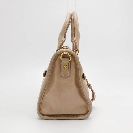 Miu Miu Vitello Small Beige Leather Bag with Gold Hardware
