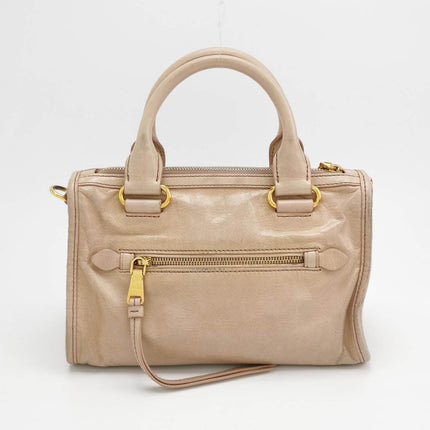 Miu Miu Vitello Small Beige Leather Bag with Gold Hardware