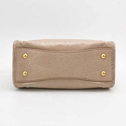 Miu Miu Vitello Small Beige Leather Bag with Gold Hardware