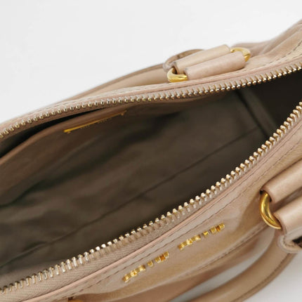 Miu Miu Vitello Small Beige Leather Bag with Gold Hardware