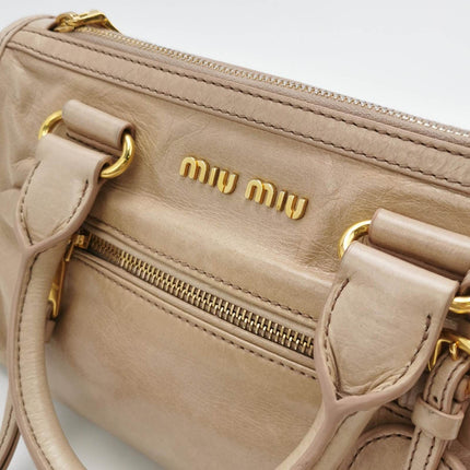 Miu Miu Vitello Small Beige Leather Bag with Gold Hardware