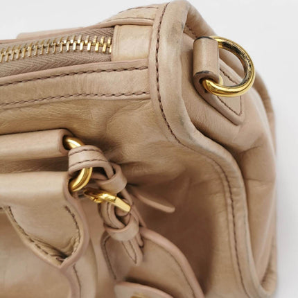 Miu Miu Vitello Small Beige Leather Bag with Gold Hardware