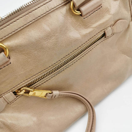 Miu Miu Vitello Small Beige Leather Bag with Gold Hardware