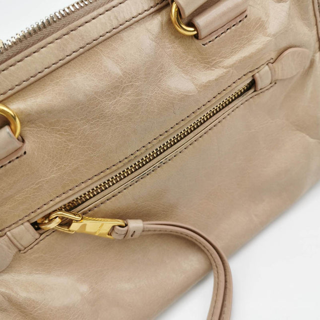 Miu Miu Vitello Small Beige Leather Bag with Gold Hardware