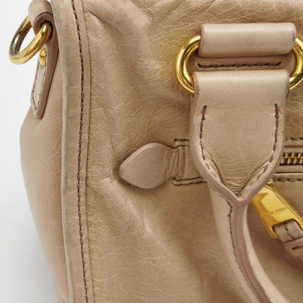 Miu Miu Vitello Small Beige Leather Bag with Gold Hardware