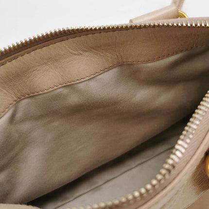 Miu Miu Vitello Small Beige Leather Bag with Gold Hardware