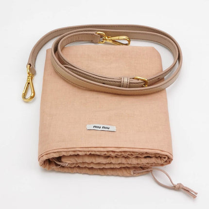 Miu Miu Vitello Small Beige Leather Bag with Gold Hardware