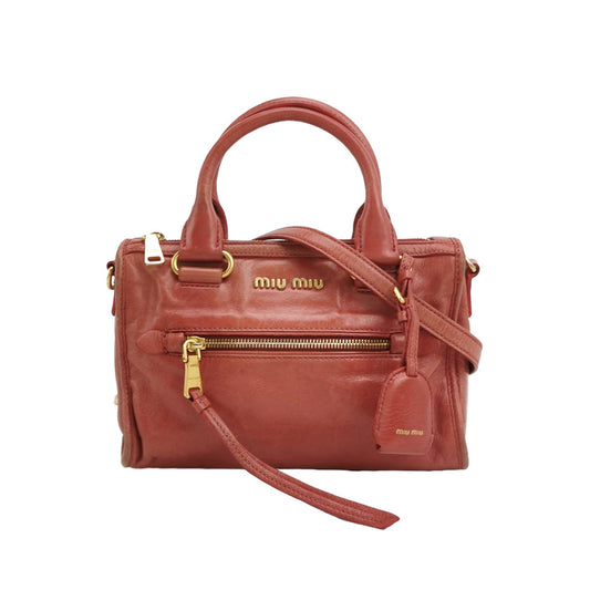 Miu Miu Vitello Small Red Leather Bag with Gold Hardware