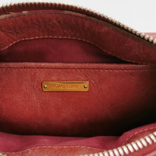 Sold Miu Miu Vitello Small Red Leather Bag with Gold Hardware