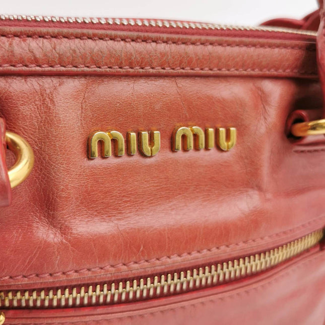 Sold Miu Miu Vitello Small Red Leather Bag with Gold Hardware