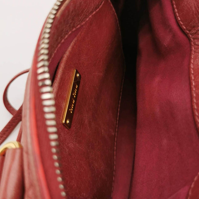 Sold Miu Miu Vitello Small Red Leather Bag with Gold Hardware