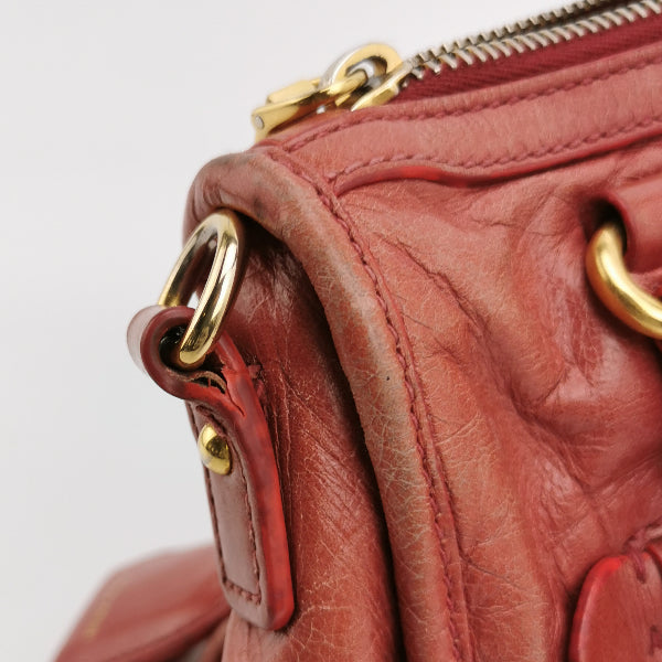 Sold Miu Miu Vitello Small Red Leather Bag with Gold Hardware