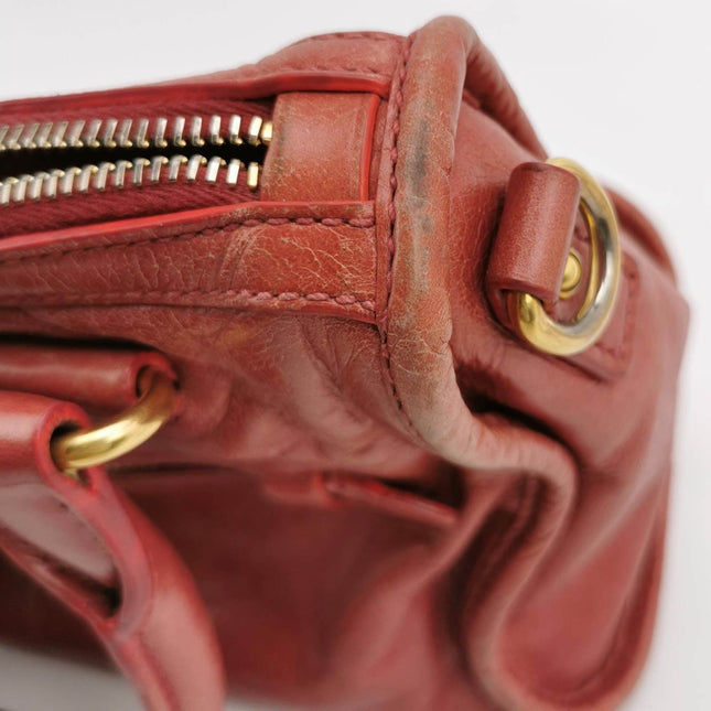 Sold Miu Miu Vitello Small Red Leather Bag with Gold Hardware