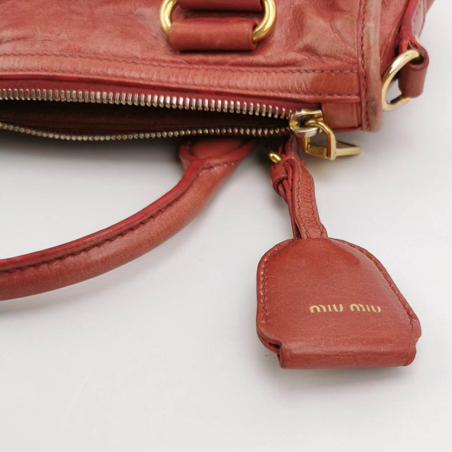 Sold Miu Miu Vitello Small Red Leather Bag with Gold Hardware