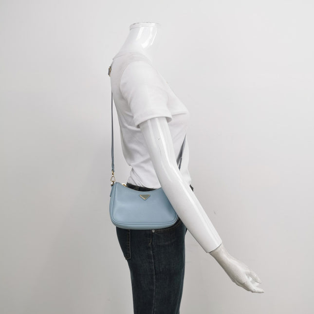 Sold Prada Re-edition 2005 Saffiano Mini Blue Hobo Crossbody Bag