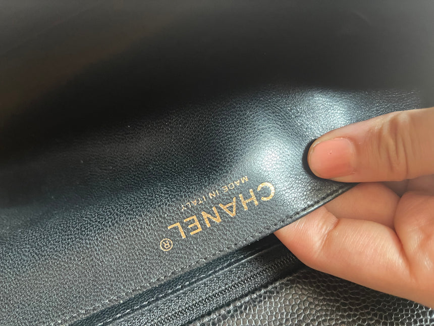 Sold Chanel Classic Flap Jumbo/Large Black Caviar Leather with Gold Hardware