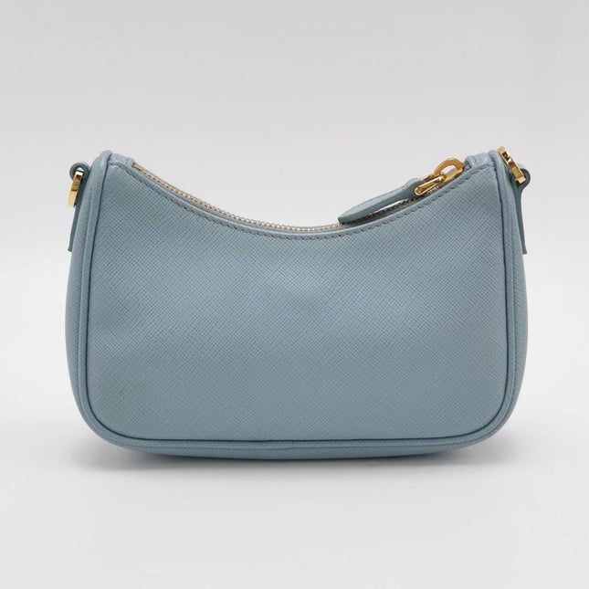 Sold Prada Re-edition 2005 Saffiano Mini Blue Hobo Crossbody Bag