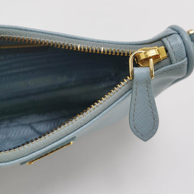 Sold Prada Re-edition 2005 Saffiano Mini Blue Hobo Crossbody Bag