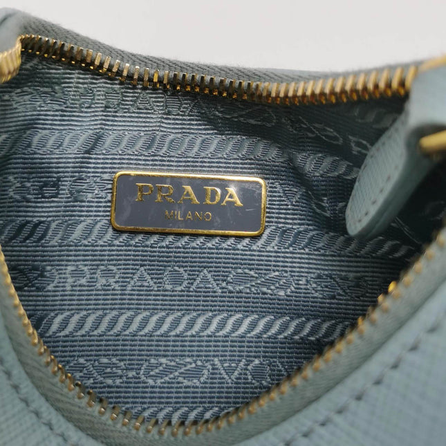 Sold Prada Re-edition 2005 Saffiano Mini Blue Hobo Crossbody Bag