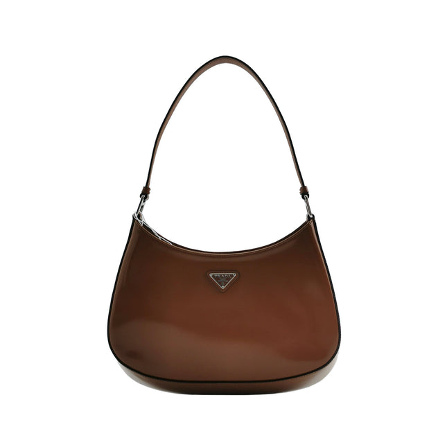 Prada Cleo Caramel Brown Brushed Leather Shoulder Bag