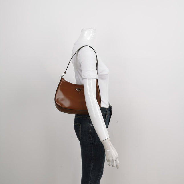 Sold Prada Cleo Caramel Brown Brushed Leather Shoulder Bag