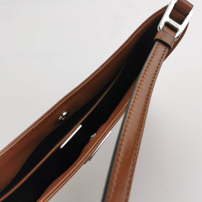 Sold Prada Cleo Caramel Brown Brushed Leather Shoulder Bag