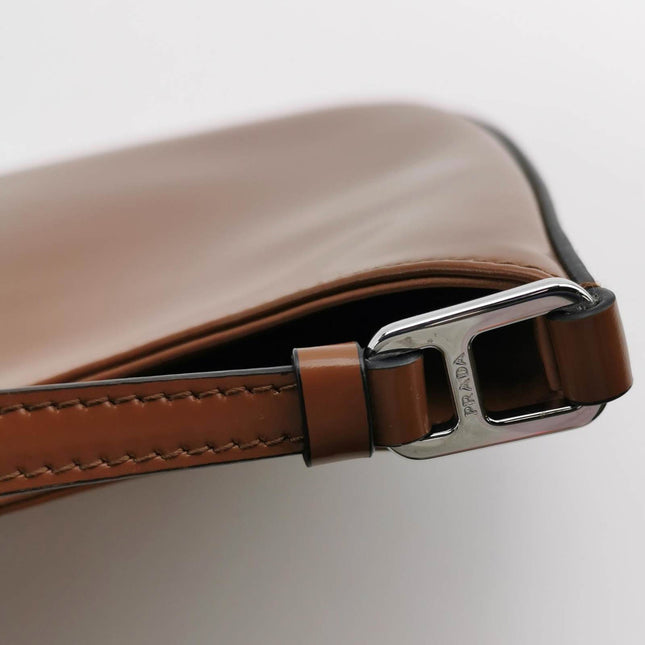 Sold Prada Cleo Caramel Brown Brushed Leather Shoulder Bag