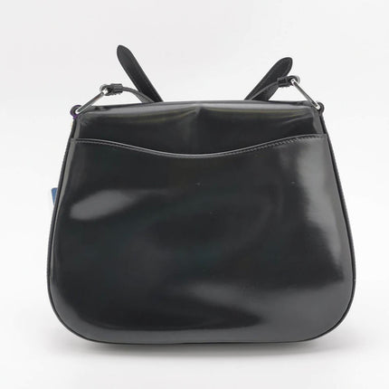 Sold Prada Cleo Flap Medium Black Brushed Leather Crossbody Bag