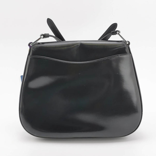 Sold Prada Cleo Flap Medium Black Brushed Leather Crossbody Bag