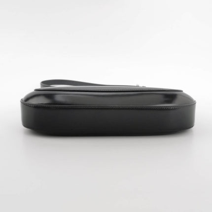 Sold Prada Cleo Flap Medium Black Brushed Leather Crossbody Bag