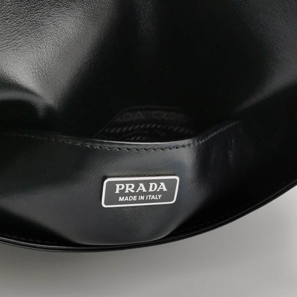 Sold Prada Cleo Flap Medium Black Brushed Leather Crossbody Bag
