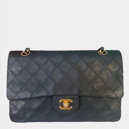Chanel Classic Flap Vintage Black Leather with 24k Gold Hardware-Luxbags