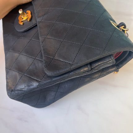 Chanel Classic Flap Vintage Black Leather with 24k Gold Hardware
