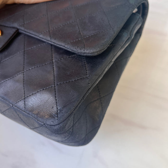 Chanel Classic Flap Vintage Black Leather with 24k Gold Hardware