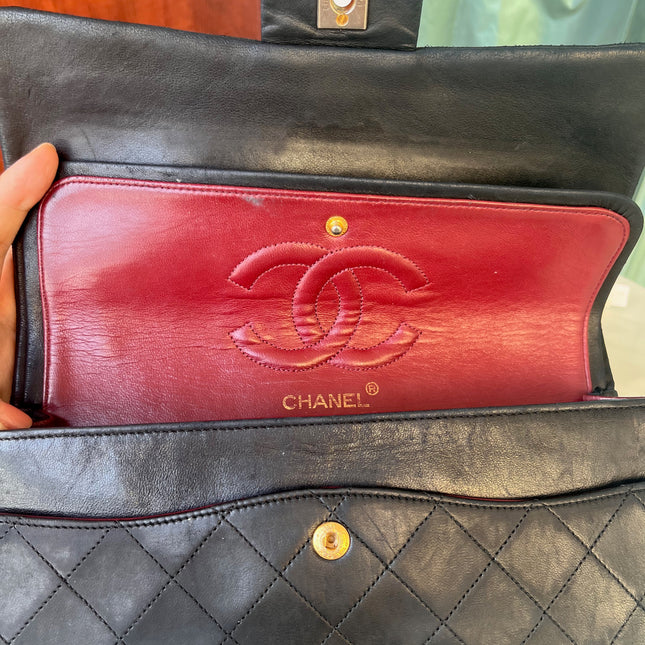 Chanel Classic Flap Vintage Black Leather with 24k Gold Hardware