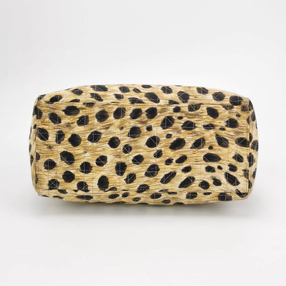 Sold Lady Dior Medium Leopard Print Quilted Cloth Handbag
