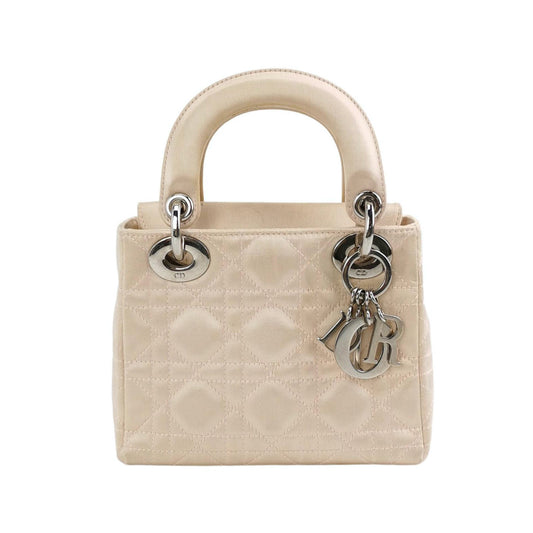 Lady Dior Mini Beige Silk Handbag