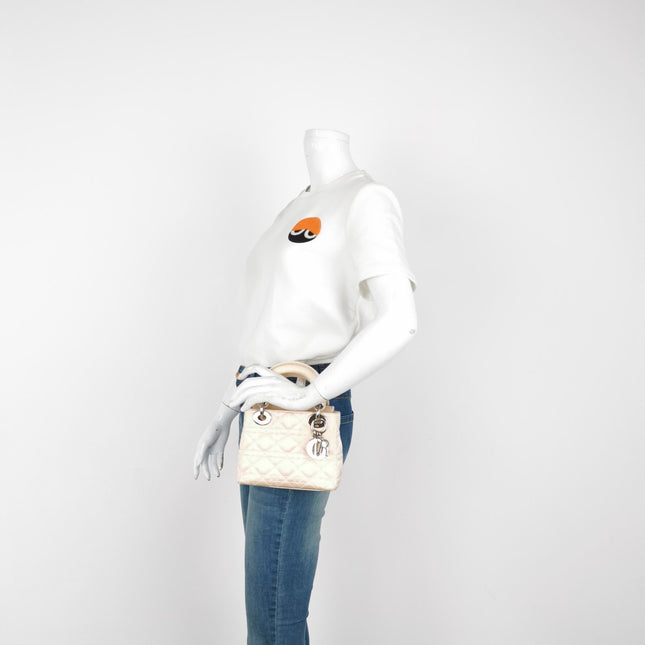 Sold Lady Dior Mini Beige Silk Handbag