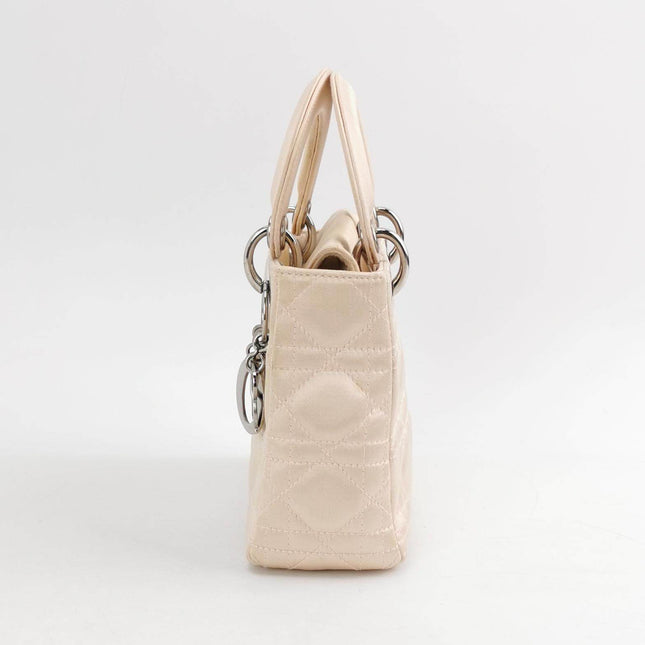 Sold Lady Dior Mini Beige Silk Handbag