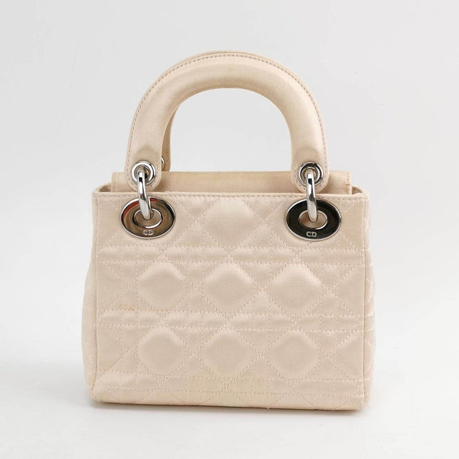 Sold Lady Dior Mini Beige Silk Handbag