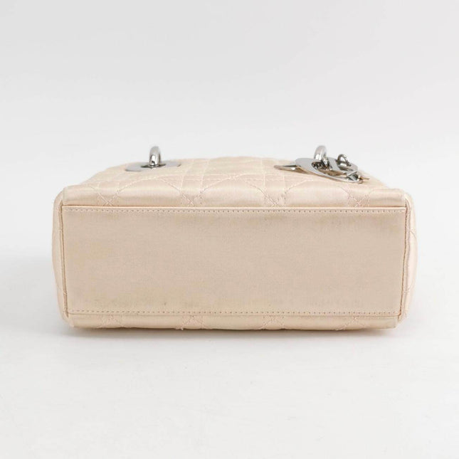 Sold Lady Dior Mini Beige Silk Handbag