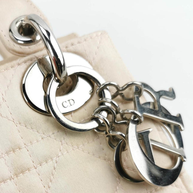 Sold Lady Dior Mini Beige Silk Handbag
