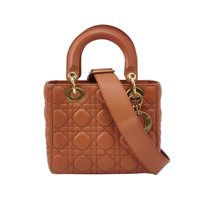 Lady Dior Small My Abcdior Orange Lambskin Cannage Leather