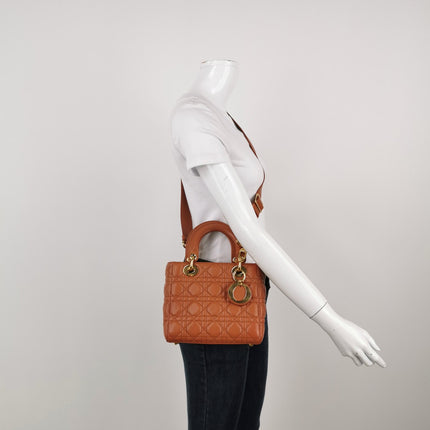 Sold Lady Dior Small My Abcdior Orange Lambskin Cannage Leather